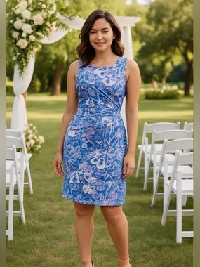 Maxine Zeaberg NEW Pucci print pink blue sleeveless dress Small Wedding Guest